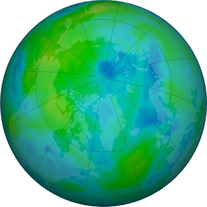 Arctic ozone map for 01 October 2023